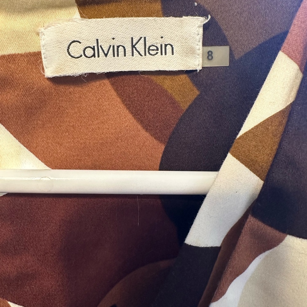 Calvin Klein Women's Brown and White Midi Dress - Picture 3 of 4